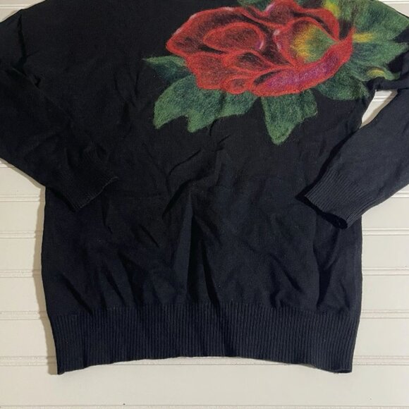 Cartise Sweater Womens Sweater Medium Black Floral Long Sleeve - Picture 12 of 12
